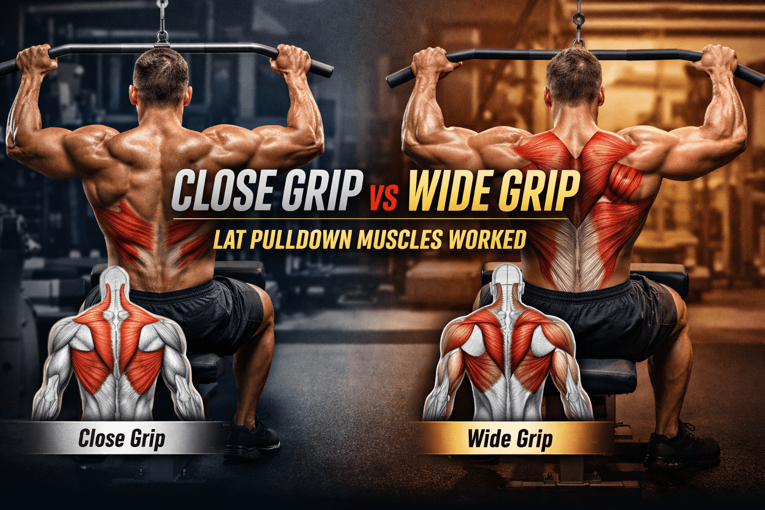 Close Grip vs Wide Grip Lat Pulldown Muscles Worked - Major Fitness Blog